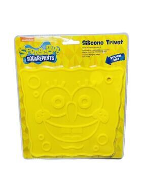 SpongeBob SquarePants Silicone Trivet Pot Holder 7x7 Yellow Cartoon New